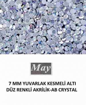 7 MM YUVARLAK KESMELİ ALTI DÜZ RENKLİ AKRİLİK-AB CRYSTAL