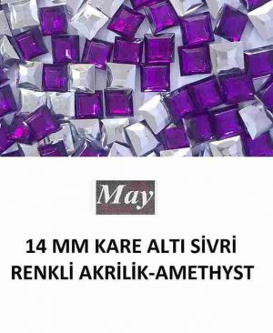 14 MM KARE ALTI SİVRİ RENKLİ AKRİLİK-AMETHYST