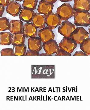 23 MM KARE ALTI SİVRİ RENKLİ AKRİLİK-CARAMEL