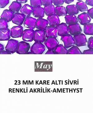 23 MM KARE ALTI SİVRİ RENKLİ AKRİLİK-AMETHYST