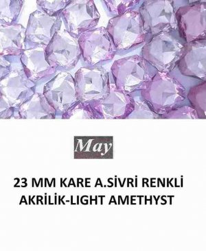 23 MM KARE ALTI SİVRİ RENKLİ AKRİLİK-LIGHT AMETHYST