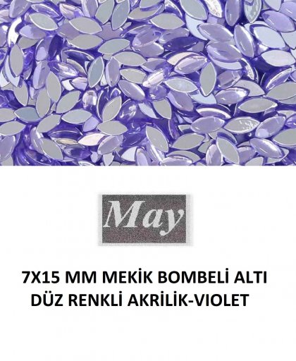 7X15 MM MEKİK BOMBELİ ALTI DÜZ RENKLİ AKRİLİK-VIOLET
