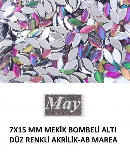 7X15 MM MEKİK BOMBELİ ALTI DÜZ RENKLİ AKRİLİK-AB MAREA