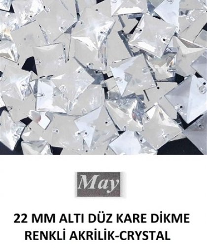 22 MM ALTI DÜZ KARE DİKME RENKLİ AKRİLİK-CRYSTAL