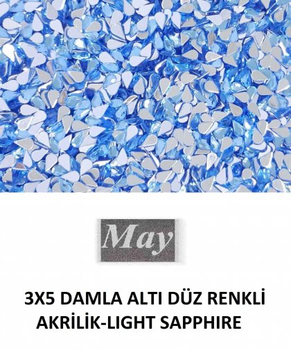 3X5 DAMLA ALTI DÜZ RENKLİ AKRİLİK-LIGHT SAPPHIRE