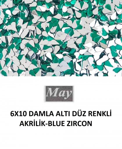 6X10 DAMLA ALTI DÜZ RENKLİ AKRİLİK-BLUE ZIRCON