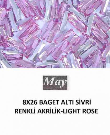 8X26 BAGET ALTI SİVRİ RENKLİ AKRİLİK-LIGHT ROSE