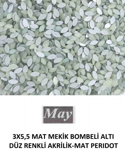 3X5,5 MAT MEKİK BOMBELİ ALTI DÜZ RENKLİ AKRİLİK-MAT PERIDOT