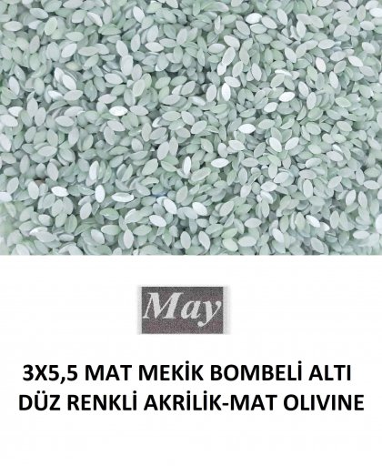 3X5,5 MAT MEKİK BOMBELİ ALTI DÜZ RENKLİ AKRİLİK-MAT OLIVINE