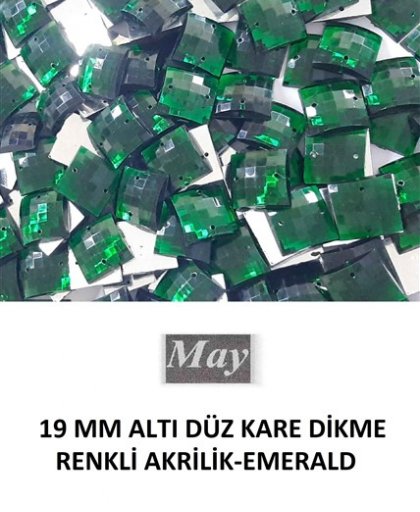 19 MM ALTI DÜZ KARE DİKME RENKLİ AKRİLİK-EMERALD