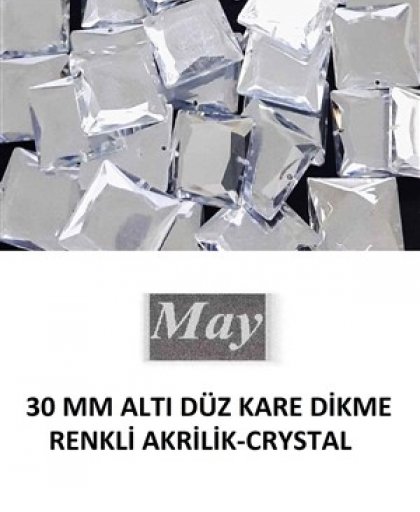 30 MM ALTI DÜZ KARE DİKME RENKLİ AKRİLİK-CRYSTAL