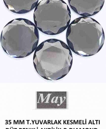 35 MM T.YUVARLAK KESMELİ ALTI DÜZ RENKLİ AKRİLİK-B.DIAMOND
